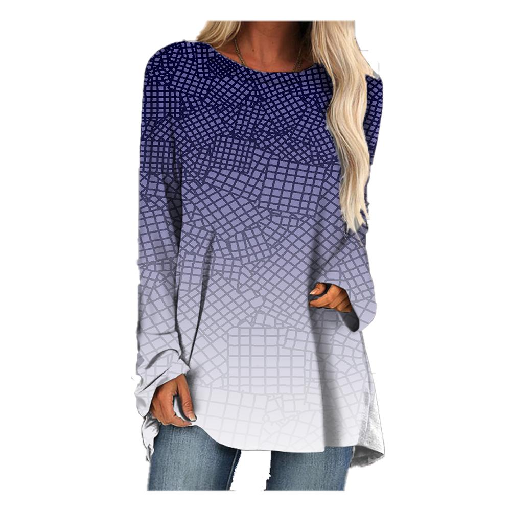 Women T-shirt Fashion Printed T-shirt Harajuku Style Long Sleeve Top Plus Size Round Neck Street Apparel Casual T-shirt