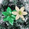 15cm Christmas Glitter Poinsettia Flower Sequins Large Simulated Flower Head Realistic DIY Wreath Artificial Christmas Flower
