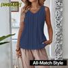 Women's Fashion Casual Solid Color Print Sleeveless V-Neck Blouses & Shirts