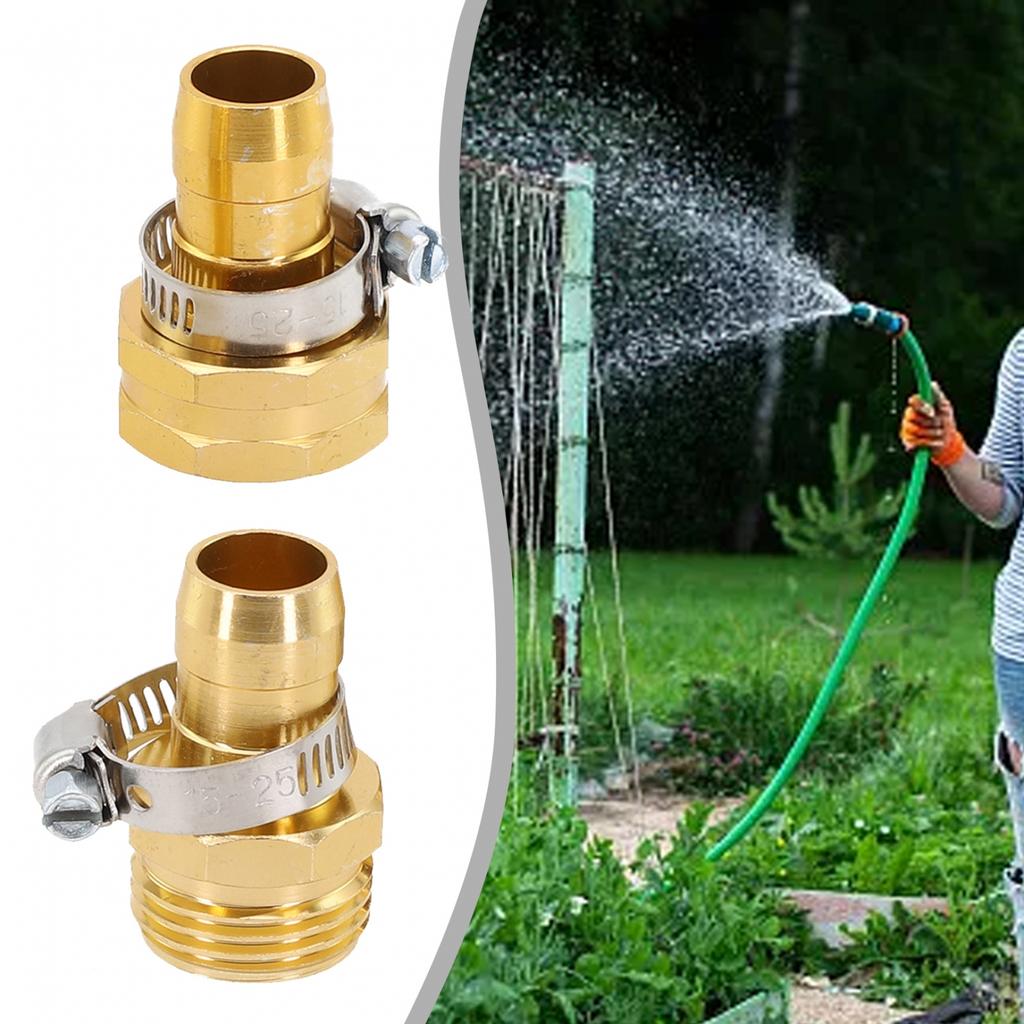 3/4 Inch Garden Brass Mender End Repair Kit Hose Connector Male Female