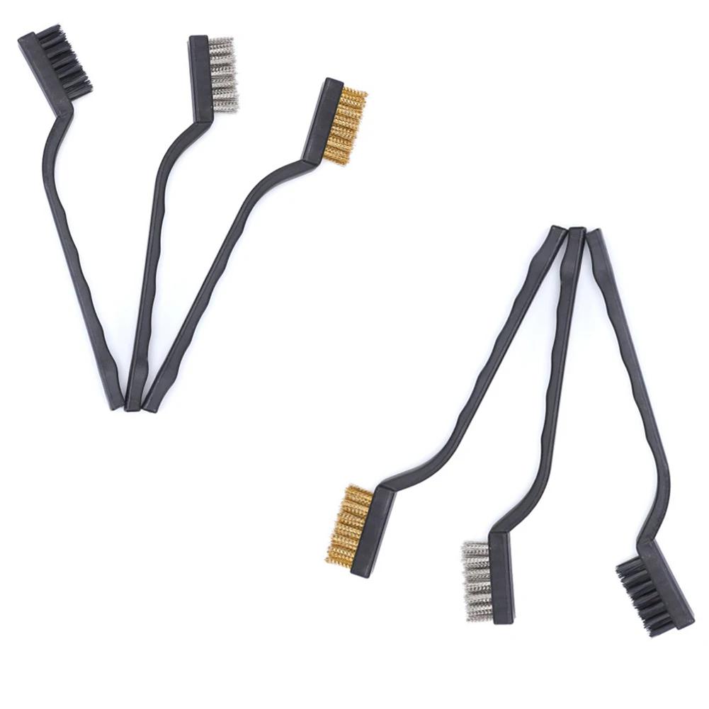 10-3pcs Wire Brush Set Steel Metal Brass Nylon Cleaning Polishing Rust Brush Metal Cleaning Grinder Fitter Machine Cleaner Tools