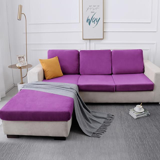 

Бархатные чехлы для диванных сидений для гостиной, подушки, шезлонг, роскошная угловая мебель, чехлы для дивана, L-образная форма 3R 150-190cm фиолетовый