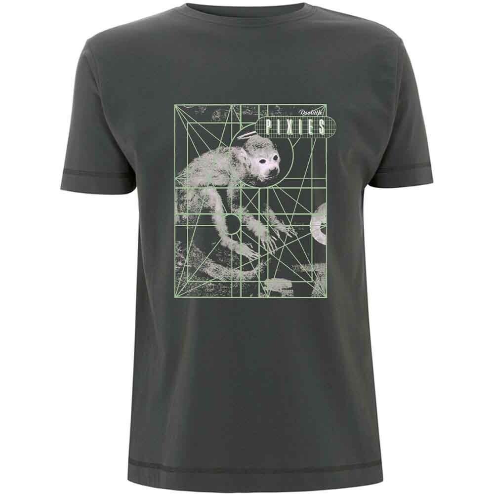 Pixies Monkey Grid Charcoal Official T-Shirt