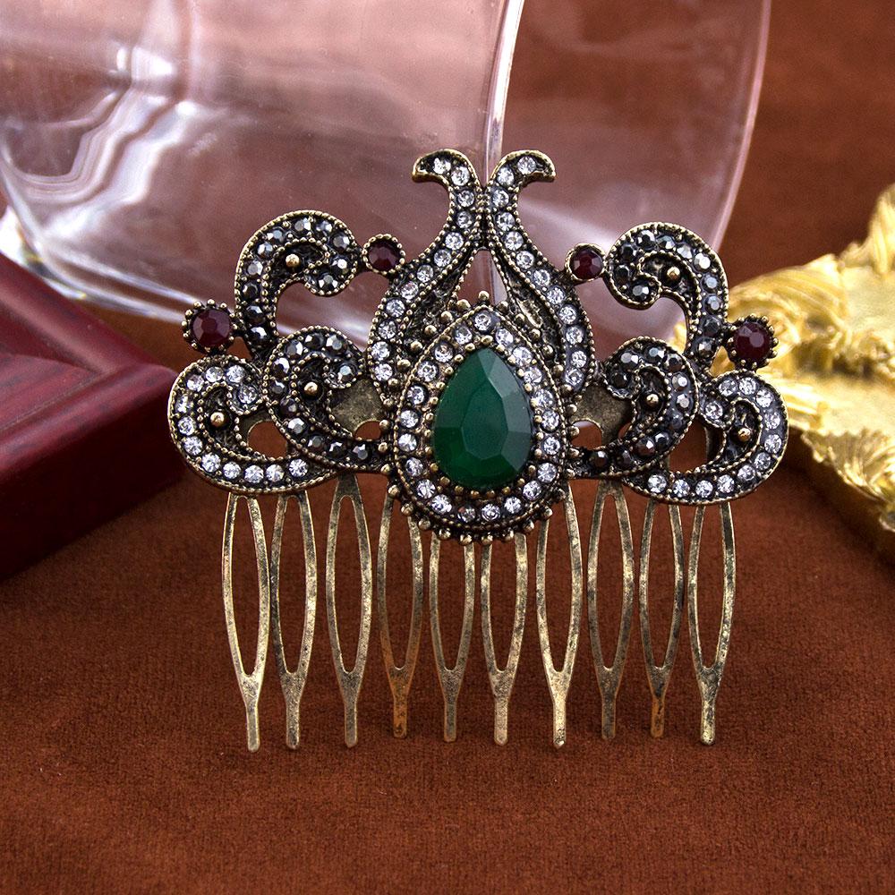 

Ретро Винтаж Богемия Турецкий Женский Гребень для Волос Ювелирные Изделия Античный Золотой Цвет Кристалл Арабский Банкетный Бижутерия