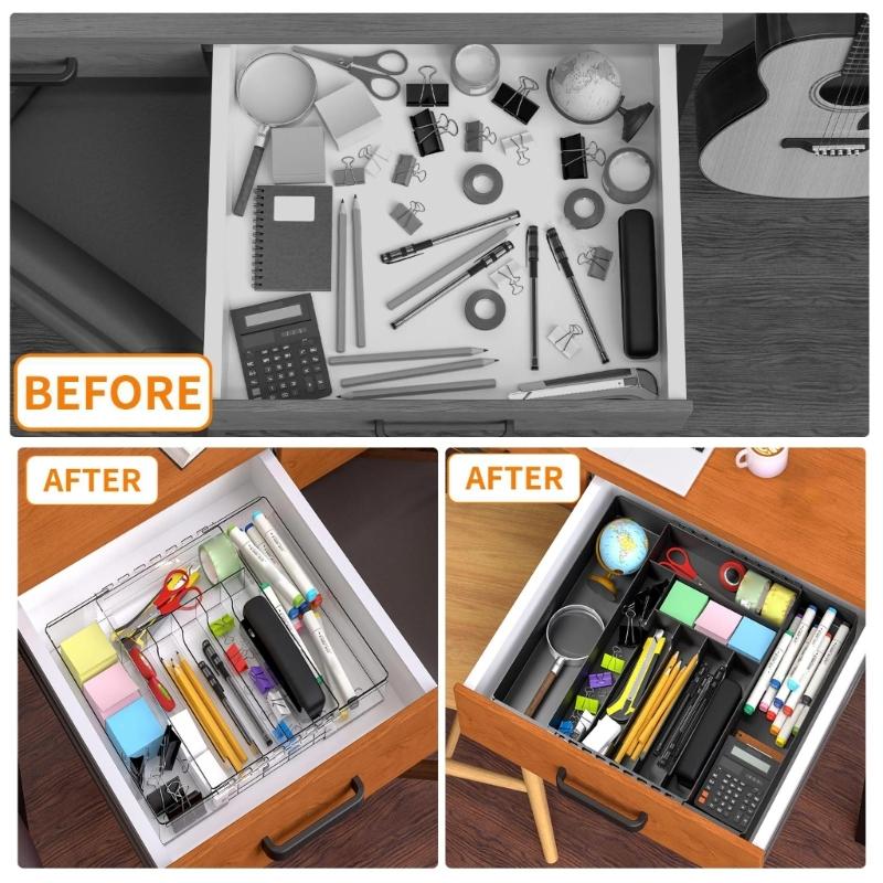 Versatile Cutlery Drawer Tray with Adjustable Compartments Kitchen Cutlery Drawer Insert Flatwares Organizers