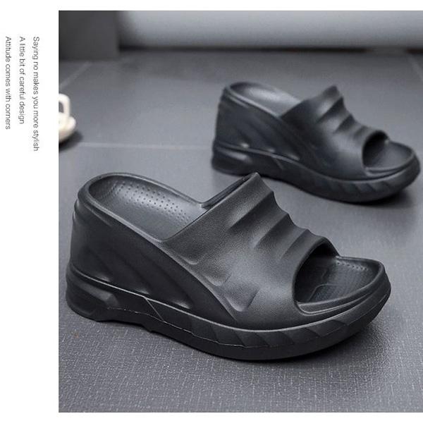 A-linje Tøfler Dame Sommer Utebruk Tykksålet Økning Hæld Sandaler Hjemmebad Vanntett Anti-lukt Sklisikker