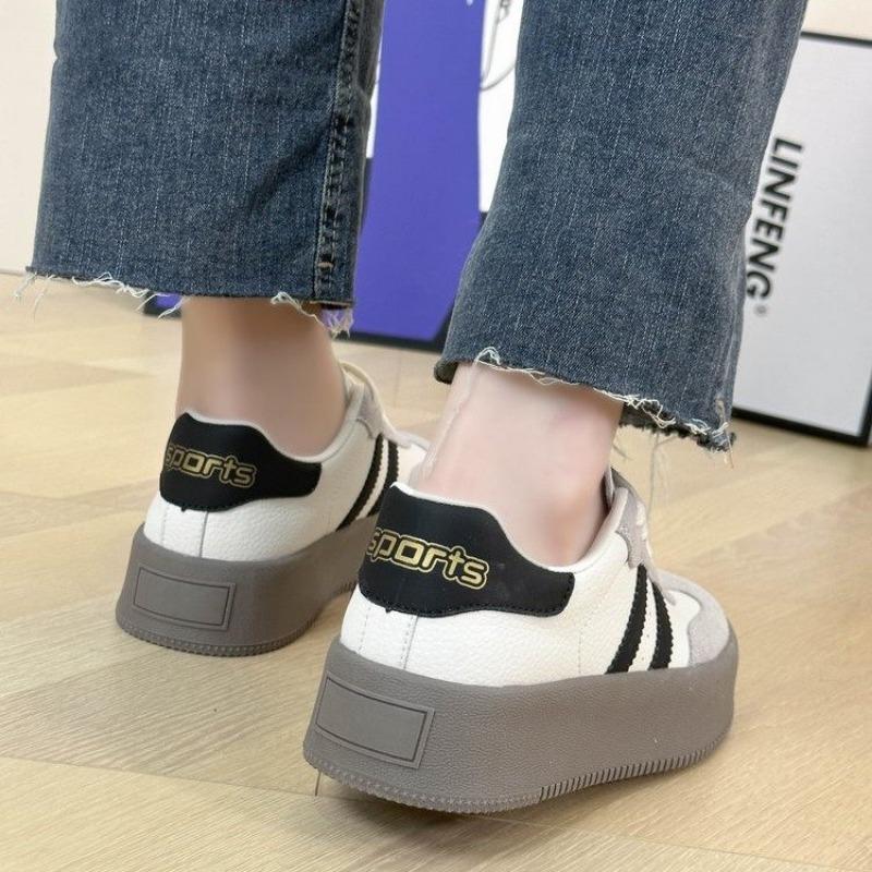 Fashion 2024 New Women Casual Walking Shoes Summer Flat Lace Up Leather High Quality Sneakers Fashion Flat-Bottomed Female Gump Sneakers