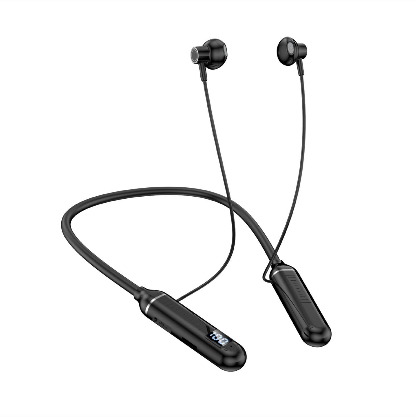 

Подвесная шейная Bluetooth-гарнитура с электрическими шоу Беспроводная шейная подвесная Bluetooth-гарнитура Спортивные наушники с двойной батареей Сверхдлинный режим ожидания чёрный