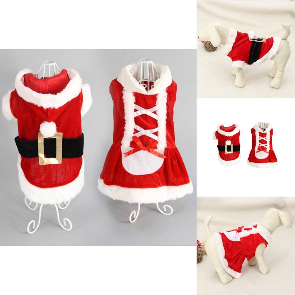 Festive Red Pet Christmas Costume Santa Outfit For Dogs Soft Acrylic Fabric