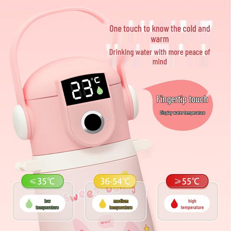 KLAREN Adorable Rabbit Kids' Fingerprint Thermal Mug with Temp Display