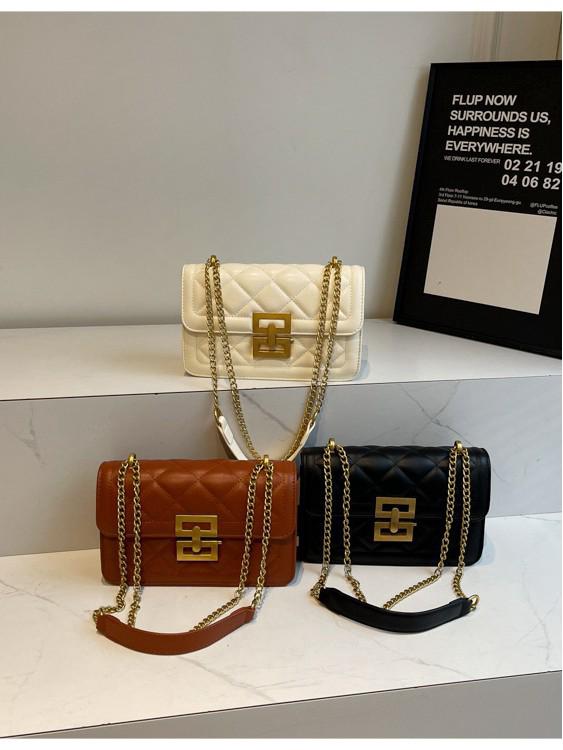 2025 Winter Women's Argyle Chain Versatile Crossbody Bag - Fashionable Small Square Shoulder Bag, Light Luxury