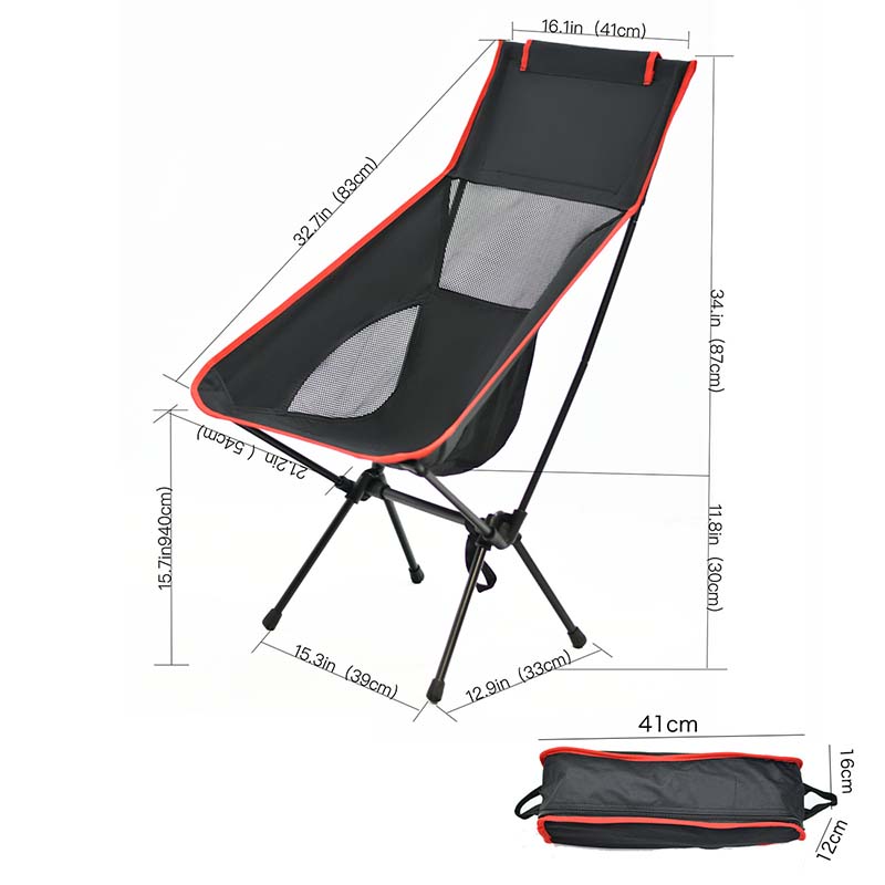 High Back Ultralight Folding Camp Chair with Storage Bag Compact Portable Tall Hiking Chair and Beach Chair Removable 3 Colors