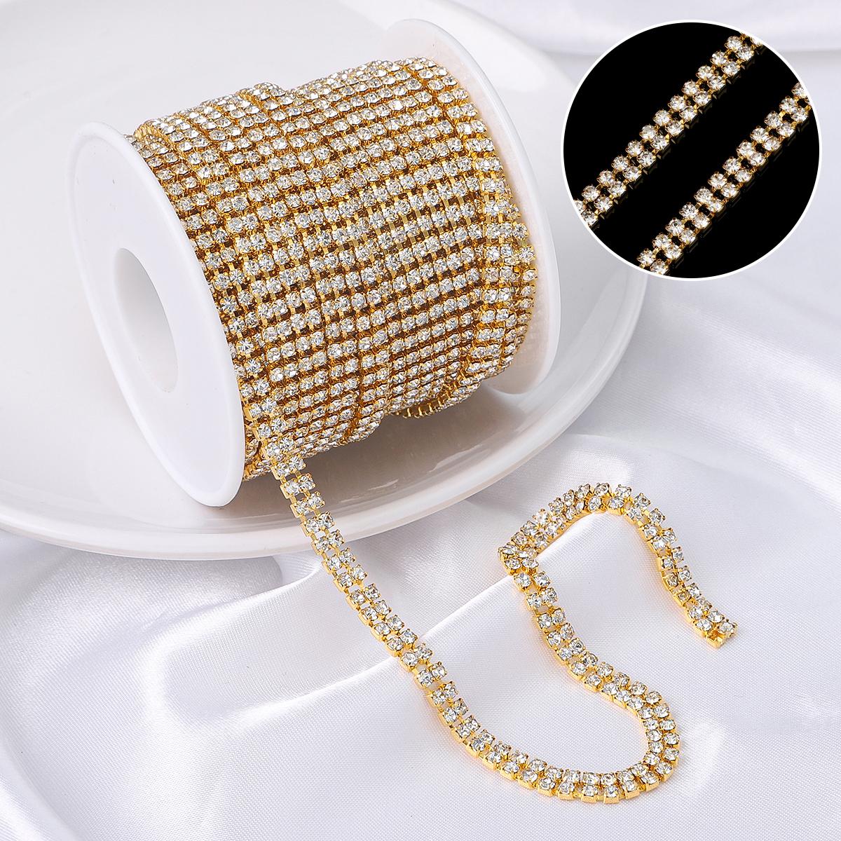 

0,91 метра плотность плоская задняя часть стразы цепочка медная пришивная отделка стразами DIY аксессуары 5mm золотой