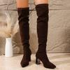 2025 Fall/Winter Over The Knee Boots Women's Thick Heel High Boots Autumn New Stretch Mid-Heel Women's Boots