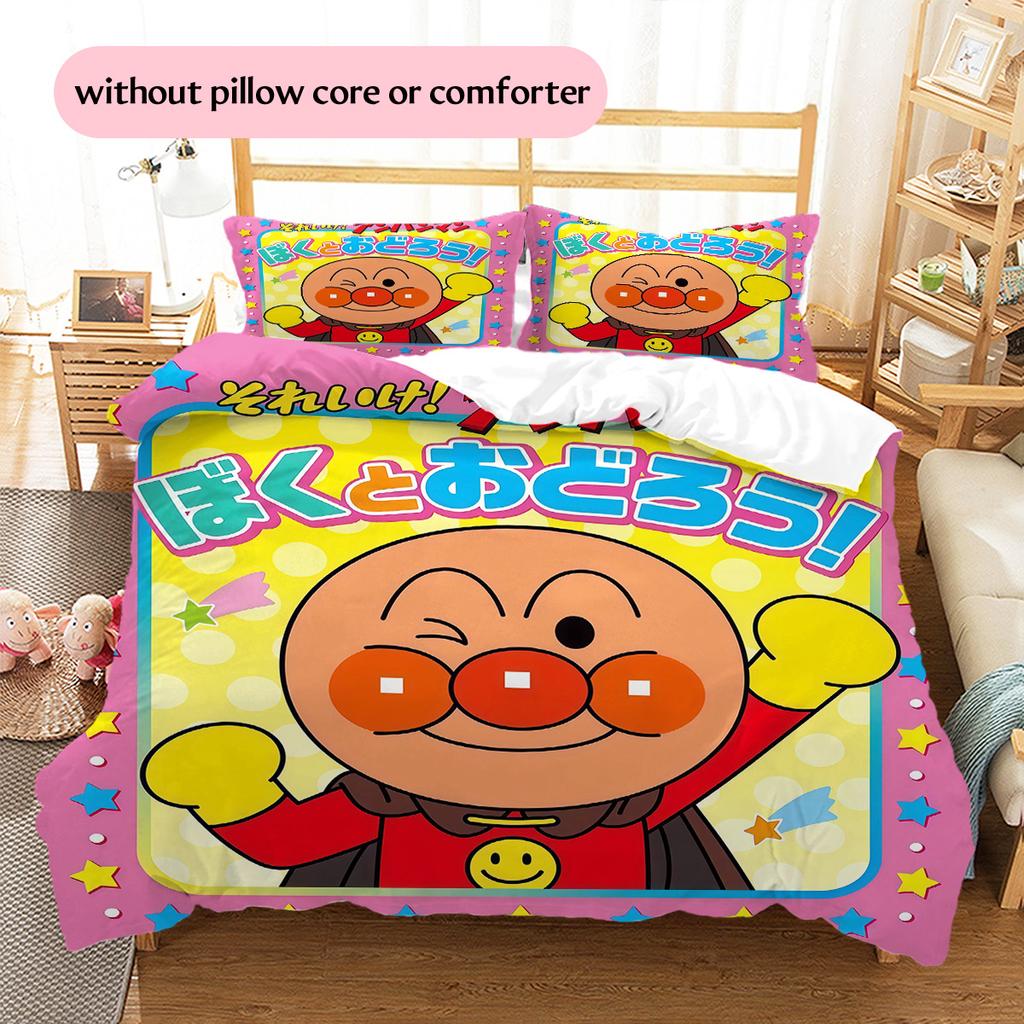 Anpanman Pattern Bedding Quilt Set  Home Decoration  Gift (1 * duvet cover + 2 * pillowcase  without core)