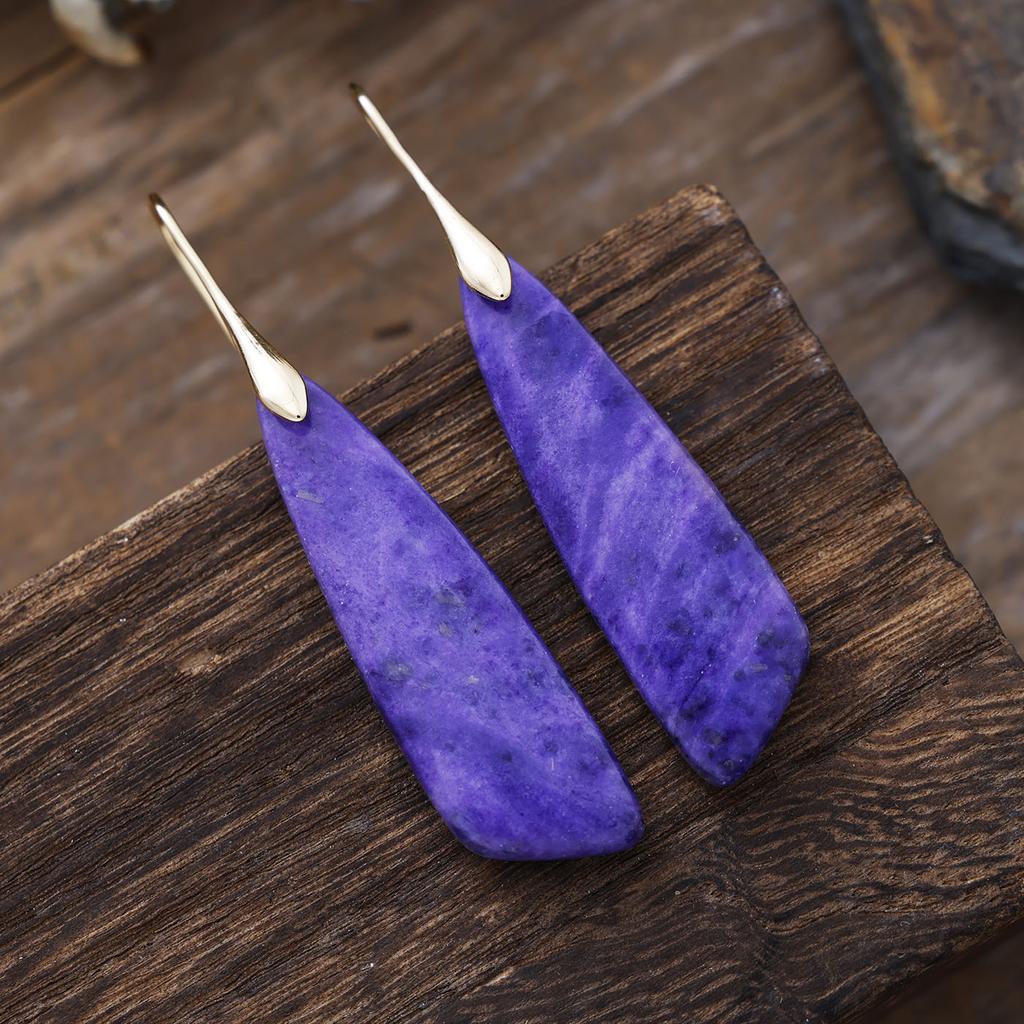 Luxury New Bohemian Natural Stone Knife Pendant Earrings European and American Popular Ins Jewelry Jewelry
