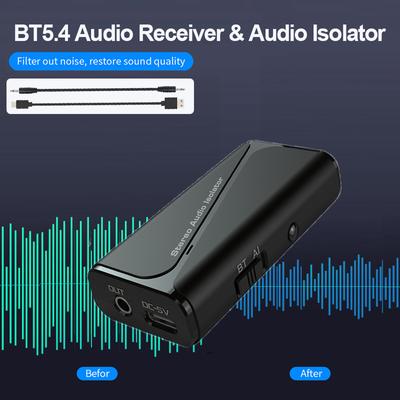 2 In 1 Bluetooth 5.4 Audio Receiver 3.5mm Aux Audio Noise Filter Ground Loop Noise Isolator Eliminate Speaker Line For Car Radio
