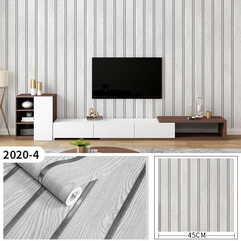 45cm*10m Selbstklebende PVC Wasserdicht Abziehen & Aufkleben 3D Gestreifte Paneele Holzmaserung Tapete Möbel Akzentwände & Heimrenovierungsdekor