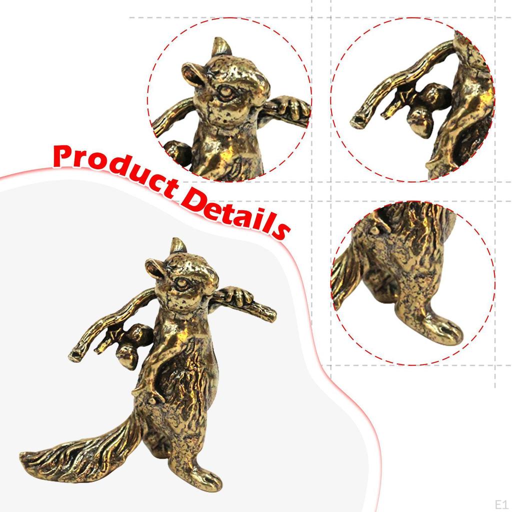 Messing Eichhörnchen Schreibtisch Ornament Metall Dekorative Retro Statue Tee Haustier Dekor für Regal Auto Zeremonie