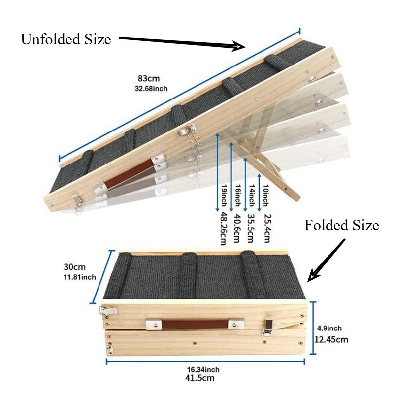 Foldable Dog Ramp for Bed Adjustable Height Wooden Pet Stairs Portable Slant Ladder Rampa Para Perros Ramp for Dog Pet Supplies