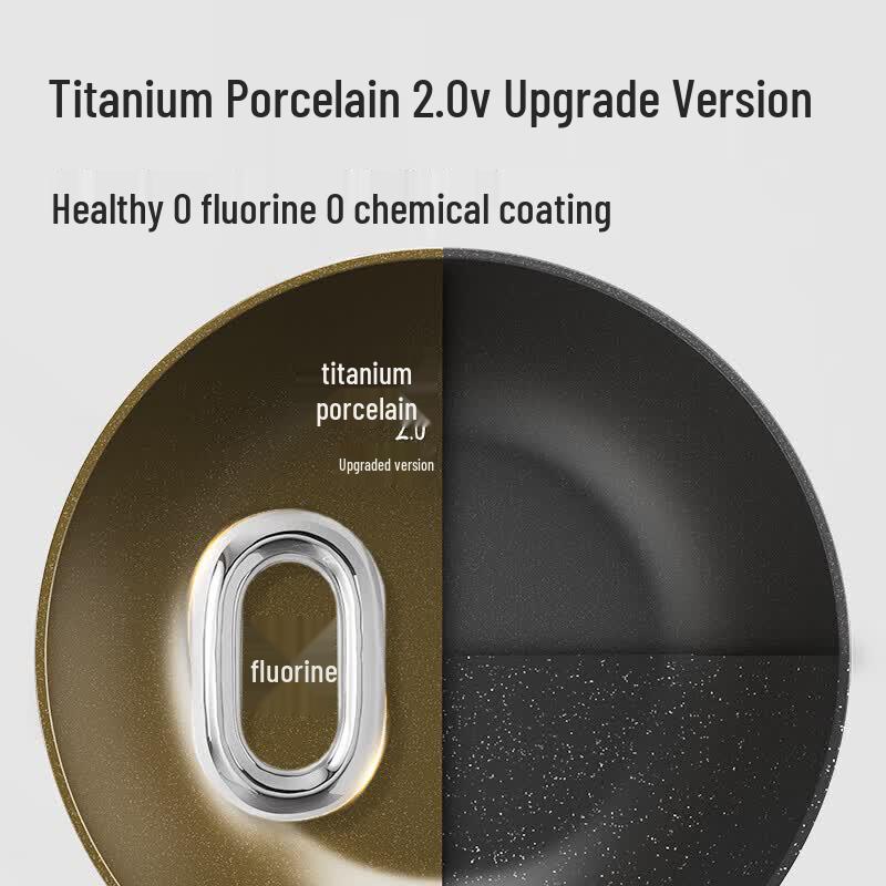 COOKER KING Titanium Ceramic Non-stick Flat Bottom Wok, 32cm