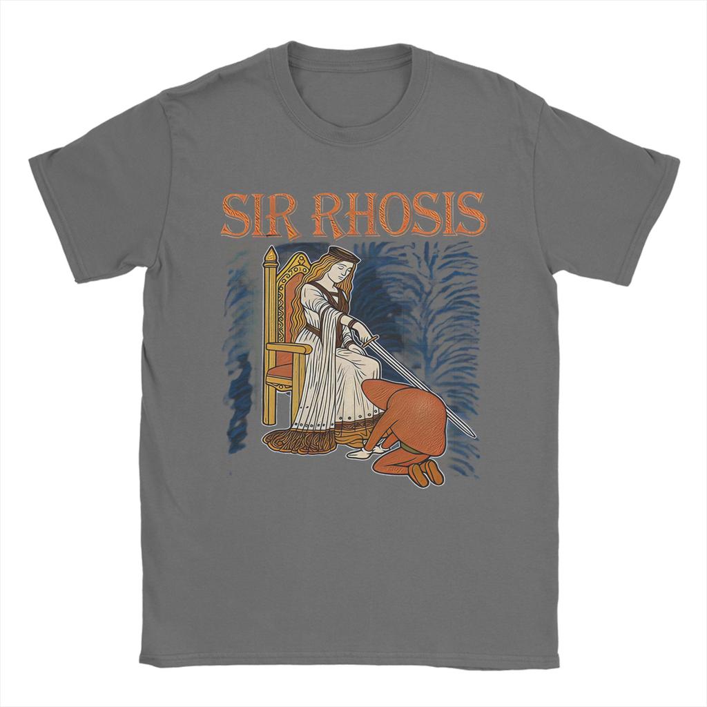T-shirt Grafica Unisex Sir Rhosis Cavaliere Ubriaco Medievale Divertente Meme Magliette in Cotone Manica Corta Girocollo Novità