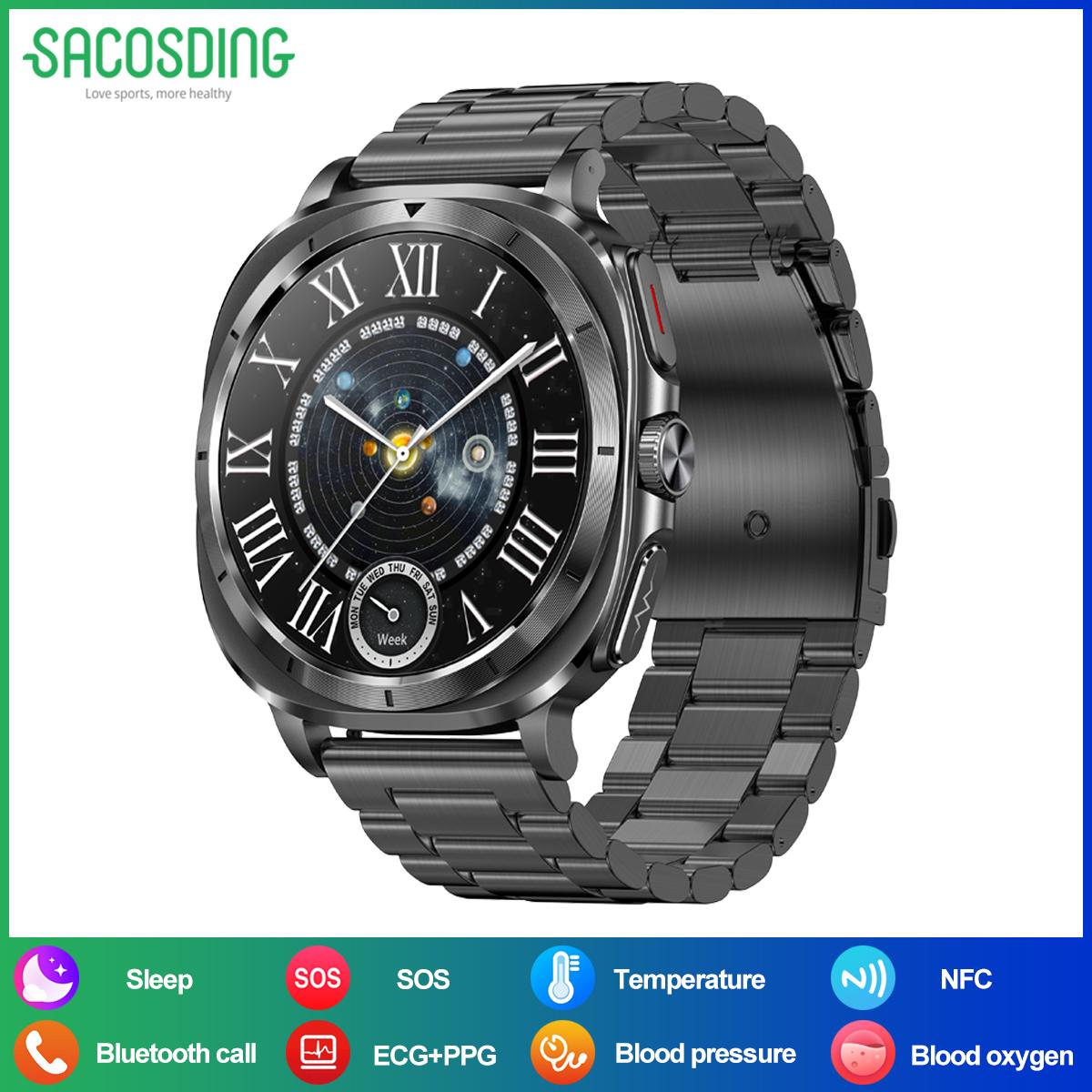 

SACSODING Новые здоровые кровяное давление кислород мочевая кислота умные часы для мужчин ЭКГ+ППГ фитнес-трекер часы Bluetooth вызов спортивные умные часы