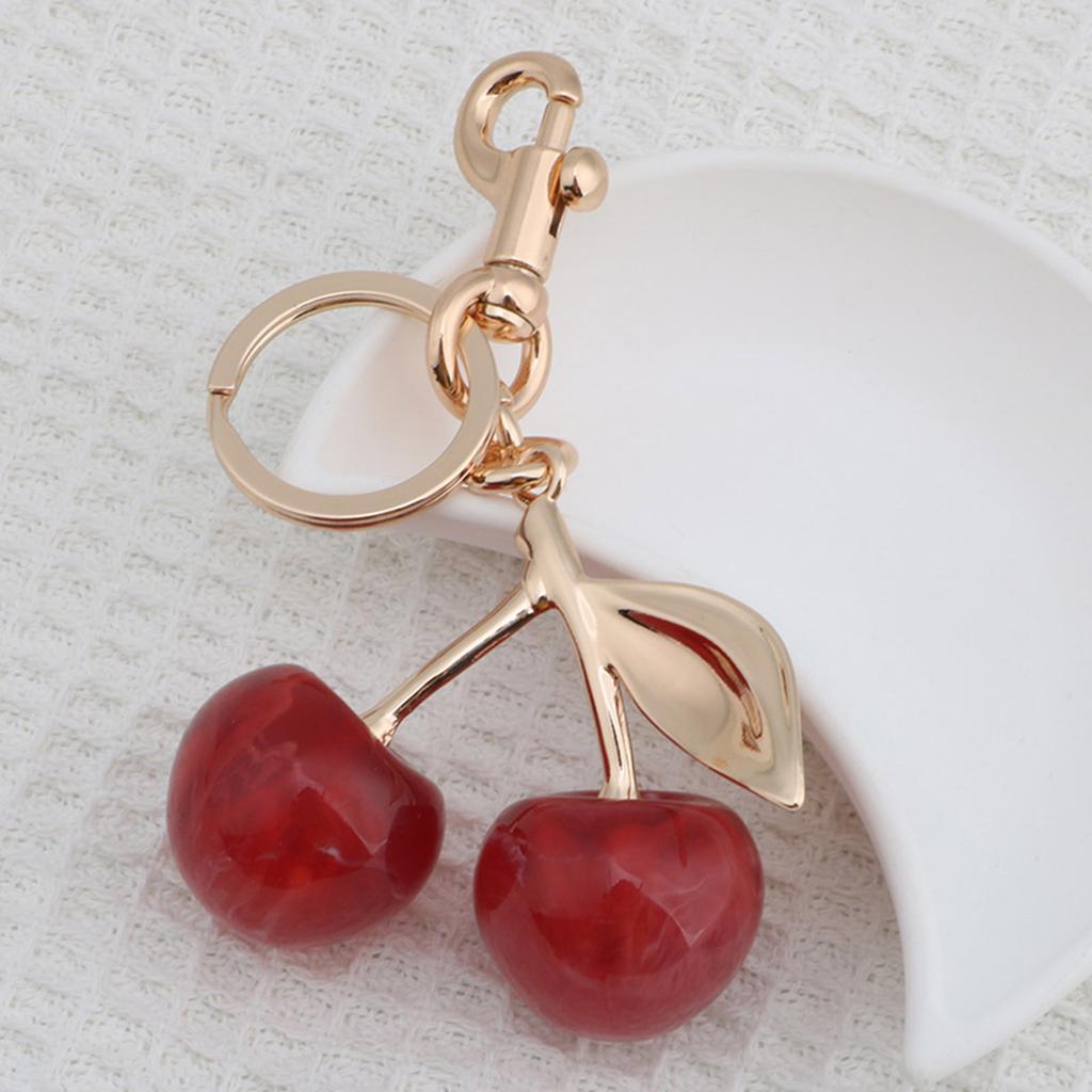 Youthful Cherry Accessory Fashionable Keychain Alloy Resin Texture Cherry Keyrings Suitable for Party and Casual Outfits