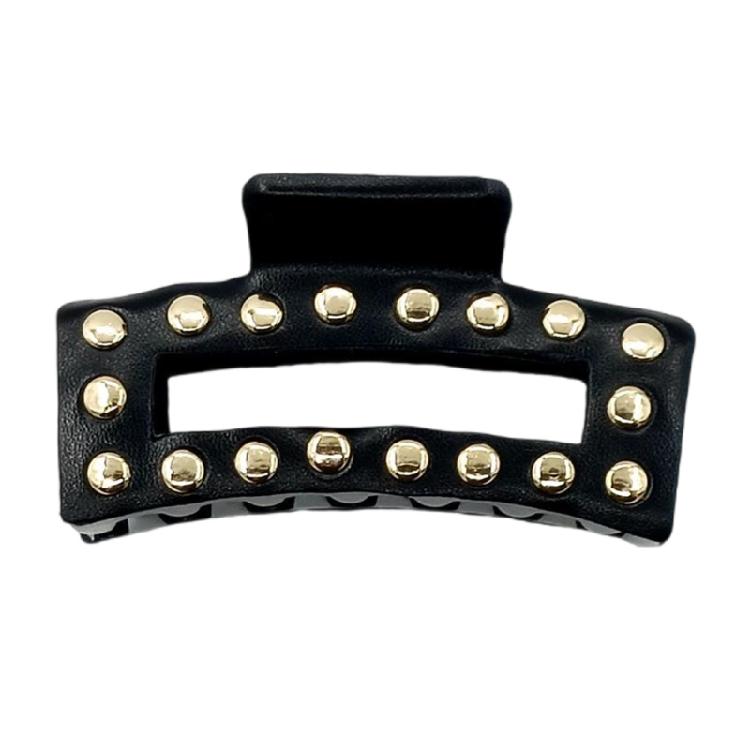 

Elegant Rectangular Hair Claw Clip With Metal Studs Stylish Hair Accesories For A Unique And Fashion Hairstyle