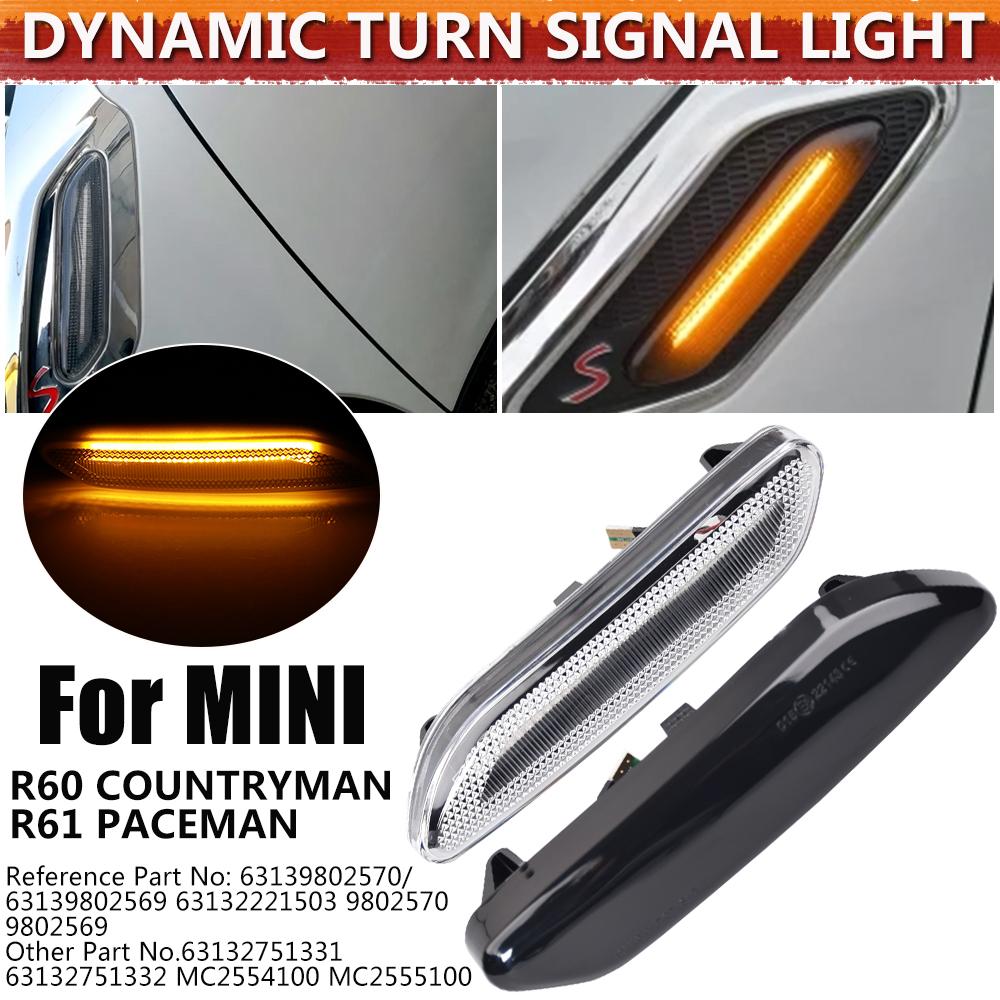 Luz Indicadora de Pisca LED Dinâmico para Carro Luz de Sinalização Sequencial Luz Marcadora Lateral para Mini R60 Countryman R61 Paceman 2016 2017