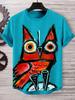 Summer Men's Funny Animal Cat Printed T Shirt Short Sleeved Tees Tops 3D Print O-Neck Shirts Party Casual Men's Clothing Apparel