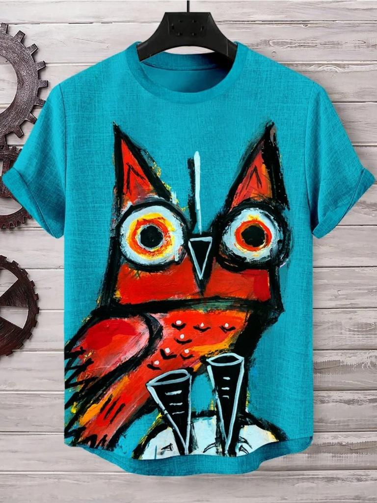 Summer Men's Funny Animal Cat Printed T Shirt Short Sleeved Tees Tops 3D Print O-Neck Shirts Party Casual Men's Clothing Apparel