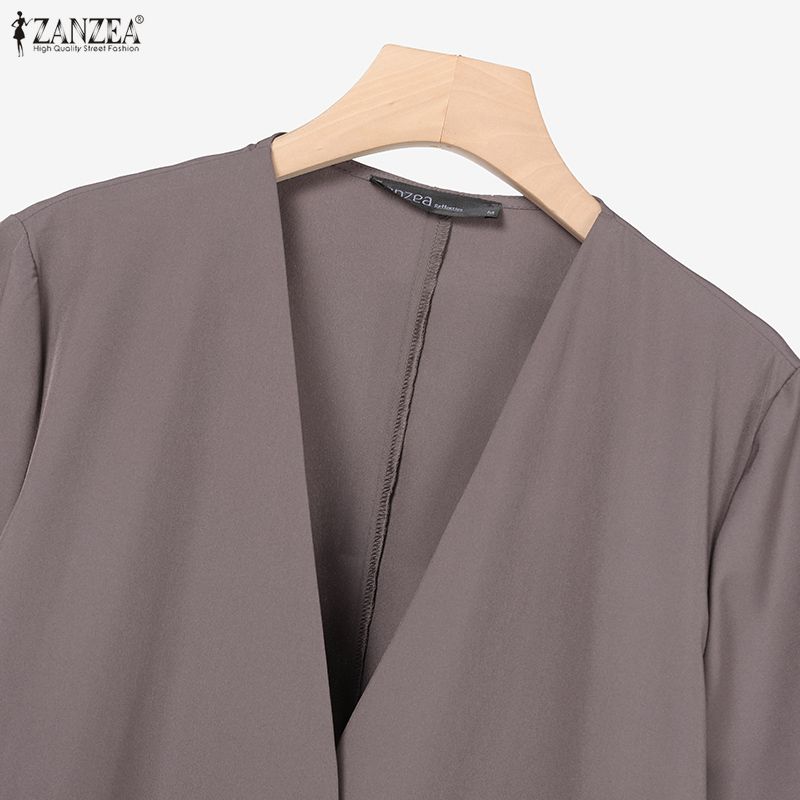ZANZEA Women Short Sleeve Cardigan Blouse and Pants Casual Two Piece Suit Sets