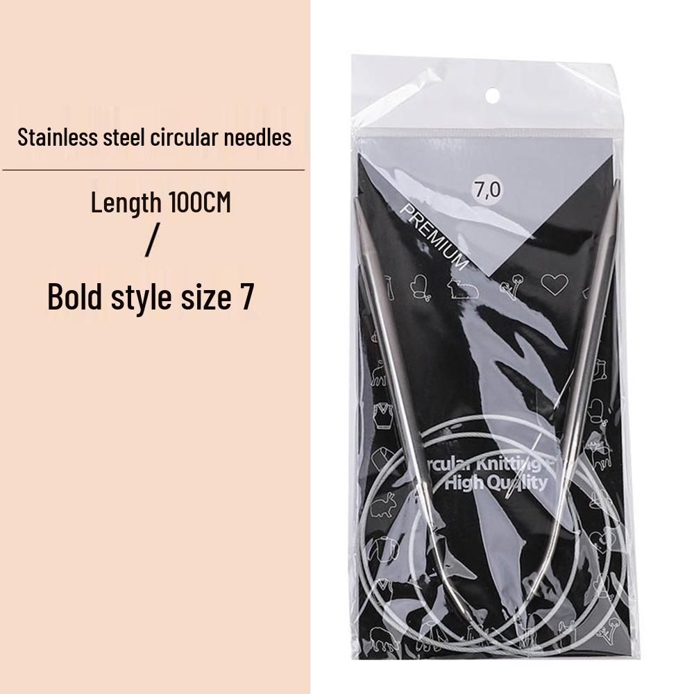 23cm Wool Knitting Circular Needle Set for Sweaters & Sleeves - Stainless Steel & Bamboo.