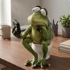 Frog On Toilet Figurine Resin Glossy Table Ornament for Tabletop