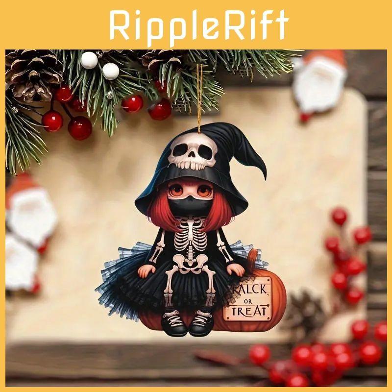 Girl Skeleton Halloween Acrylic Hanging Pendant For Seasonal Vehicle Decoration