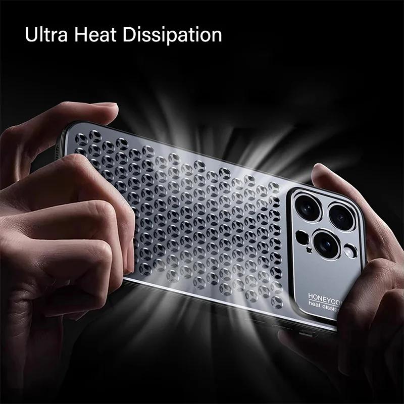 Aluminum Alloy Phone Case For 17 16 15 14 13 Pro Max Metal Breathable Back Cover