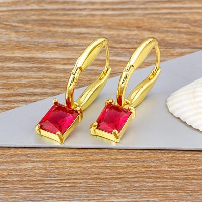 Nidin Rectangle Cubic Zirconia Dangle Hoop Earrings Light Luxury Crystal Drop Earring For Women Wedding Engagement Fine Jewelry