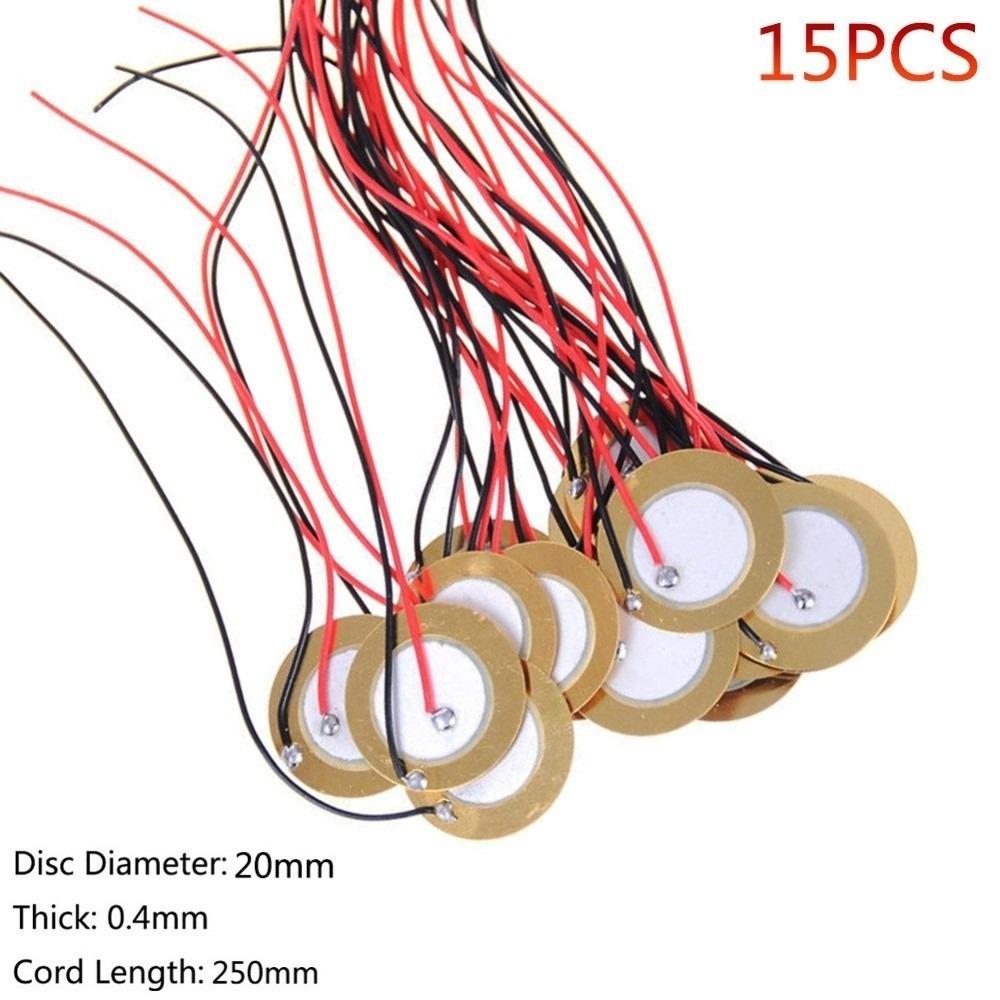 15pcs 20/27/35mm Piezo Pickup Discs Piezo Disc Transducer Brass Piezo Amplifiers Discs Contact Microphone Trigger