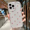 Red Cherry Clear Silicone Wave Phone Case For iPhone 17 16 Pro Cases iPhone 13 15 14 11 12 Pro Max 16E 17E Plus Shockproof Cover