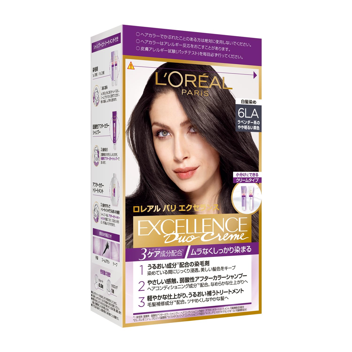 

Paris Excellence R Cream Hair Light Chestnut with Lavender Tones L Oreal Color, 6LA, (Quasi-drug)