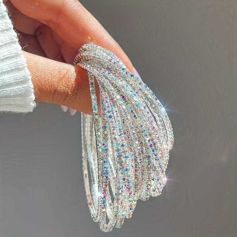 Personalized Rhinestone Crystal Stretch Bracelet for Women - Elegant, Fashionable, and Versatile Hand Jewelry