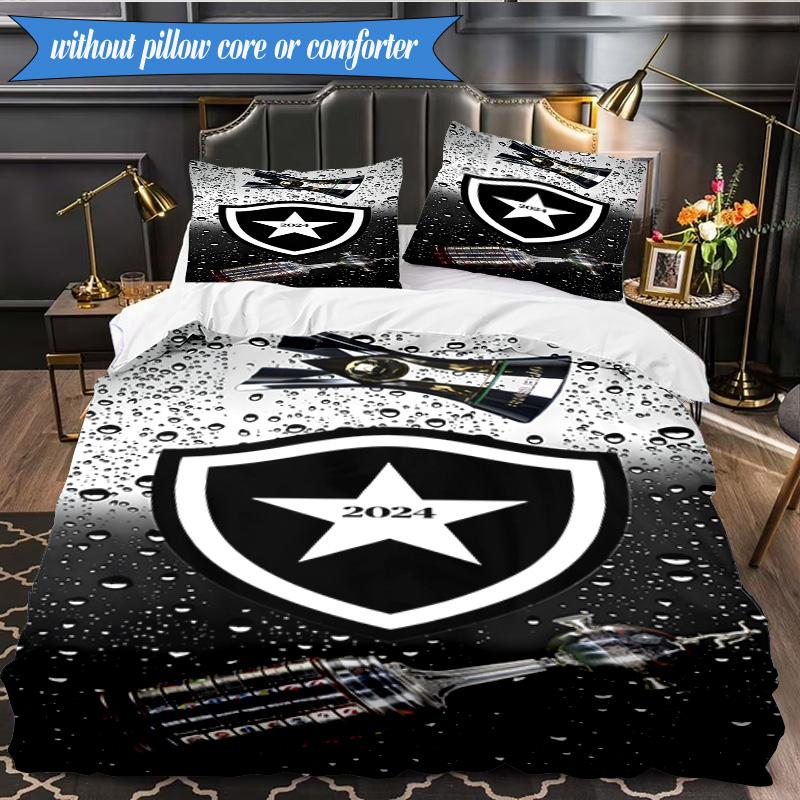 3PCS Botafogo De Futebol E Regatas Printed Soft Bedding Set,Including 1pc Duvet Cover And 2pcs Pillowcases Perfect for Bedroom, Dormitory, Fan Gift