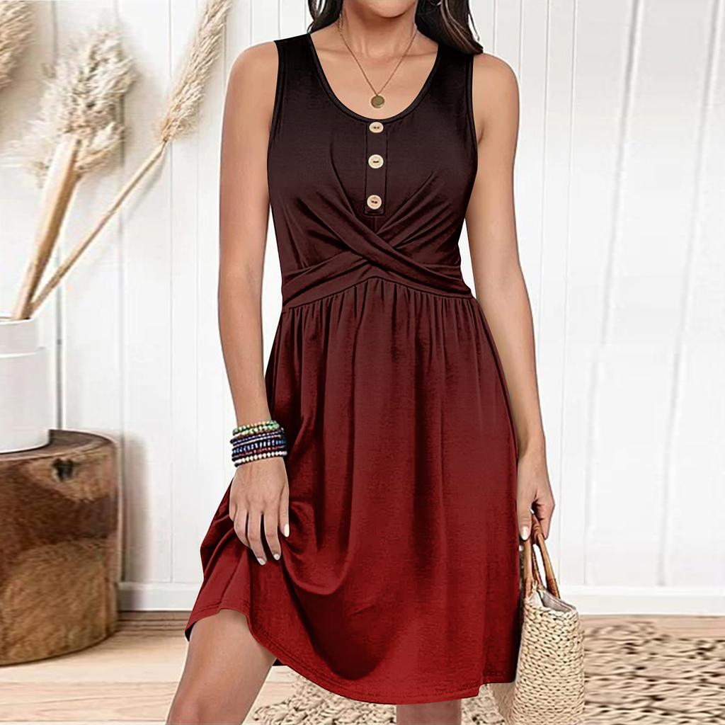 Rochie casual de modă pentru femei, cu gât rotund, fără mâneci, mulată