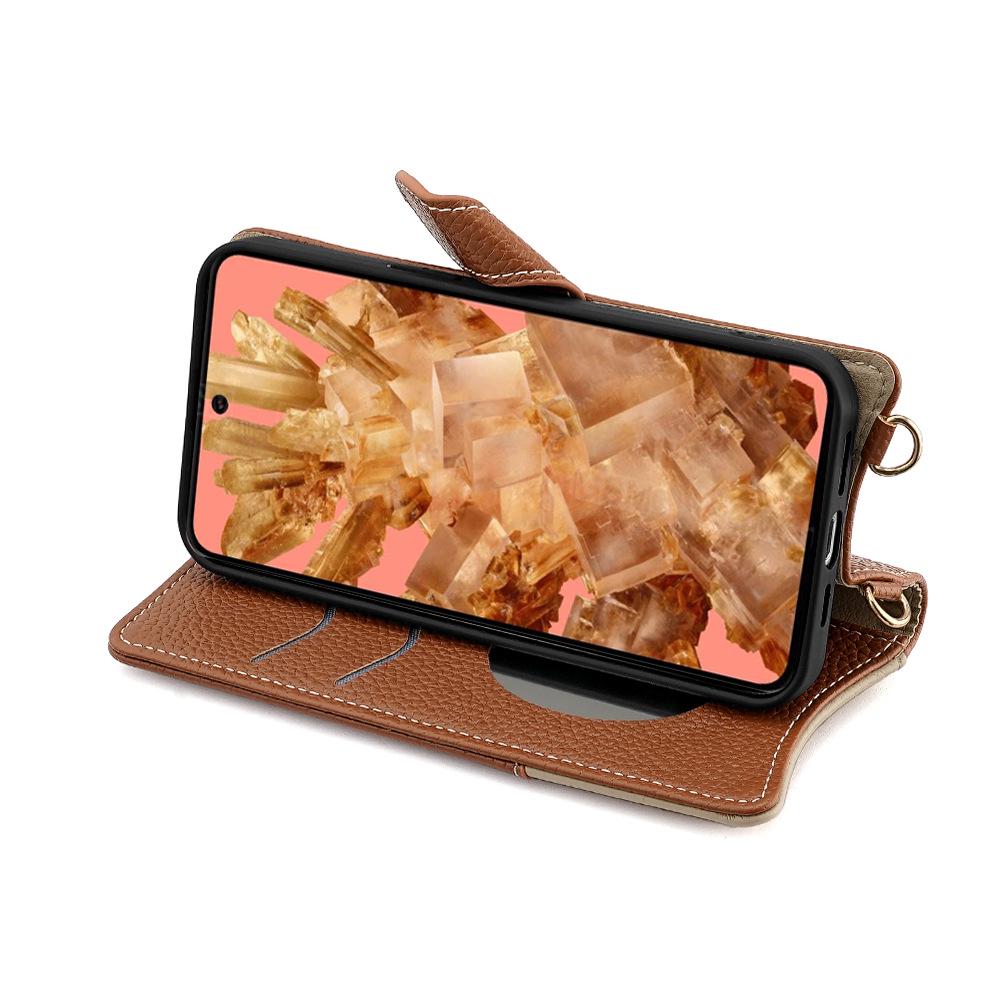 Google Pixel 10a Leather Flip Case: Creative Stand, 6-Buckle Design