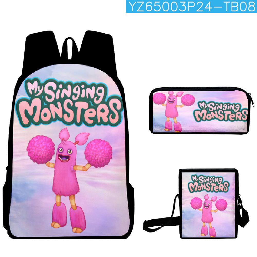 Classic Popular my singing monsters 3D Print 3pcs/Set School Bags Laptop Daypack Backpack Inclined shoulder bag Pencil Case
