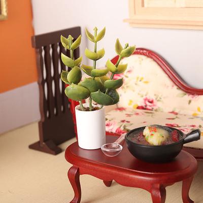 1:12 Puppenhaus Miniatur Topfpflanze grüne Blätter Topf Bonsai Garten Home Decor
