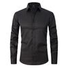 Men's Slim Fit Black Long-Sleeve Business Shirt