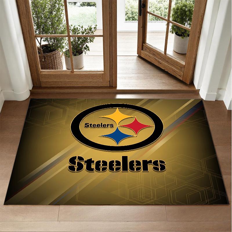 Pittsburgh Steelers Design Crystal Velvet Rug Soft Decorative Mat for Bedroom Entrance