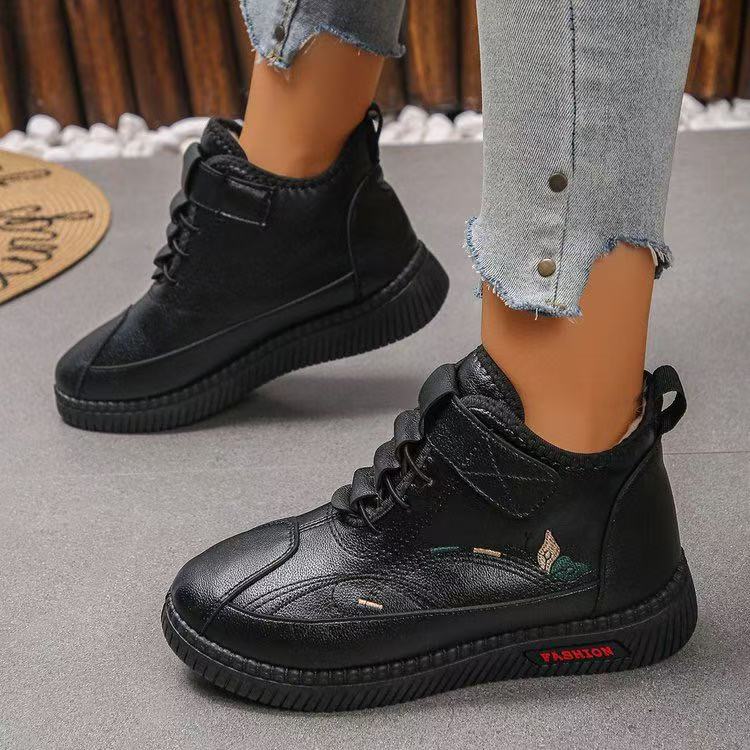 

осенне-зимние теплые хлопковые ботинки, плюшевая мягкая нескользящая подошва, удобные женские сноубутсы с низким голенищем 35